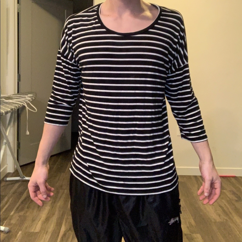 Forever 21 Quarter Sleeve B/W Striped Top